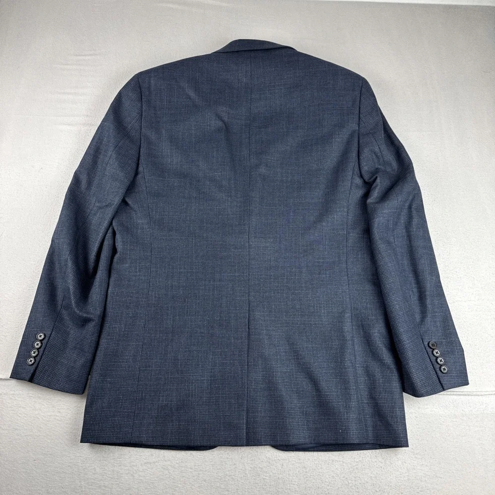 Lauren Ralph Lauren Mens Navy Blue Houndstooth Sport Coat 42L Blazer Office
